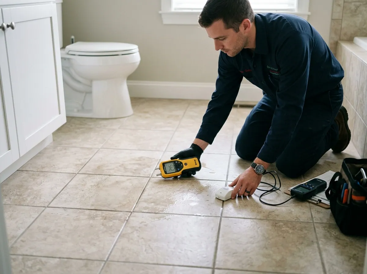 Inspection for concealed cold-water slab leak symptoms in a Tucson home